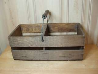   Wooden Milk Delivery Bottle Carrier with Wood Bail Handle Nice  