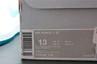 Nike Air Force 1 07 Low Sz 13 White Marina Obsidian Patent 315122 110 