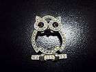 vintage signed eisenberg rhinestone owl pin brooch  