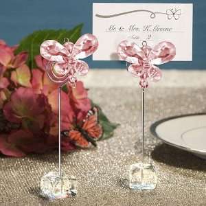  Placecard Holders Exquisite Pink Crystal Butterfly (3 sets 