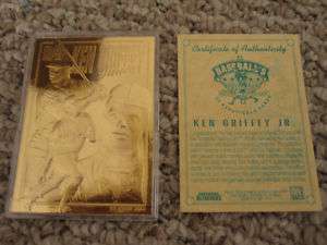 1996 23 Karat Gold Card KEN GRIFFEY JR. W/COA Mariners  