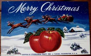 MERRY CHRISTMAS Apple Crate Label Yakima WA  