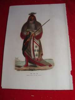 Original McKenney & Hall Indian Hand Colored Folio Print 1838 WA NA 