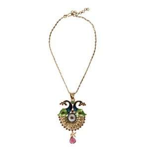  Exclusive Peacock Pendant Set Embedded with Enamel Work 