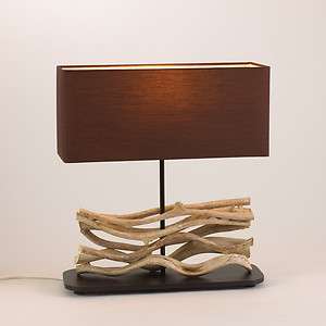 Torsade Driftwood Table Lamp 17.5 With Brown Rectangular Shade New 