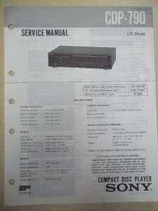 Sony Service/Repair Manual~CDP 790 CD Player  
