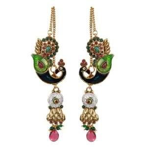   Designed Jhumka Style Earrings with Meenakari Work 