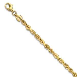  14k Solid Yellow Gold 3.5mm Diamond Cut Rope Chain 18 