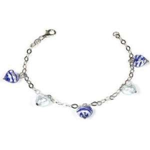   Murano Glass Bracelet   direct from Italy   19   21cm   Blue Hearts