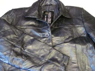 Women Leather Coat Jacket SANTA CRUZ XL Black Lined NWT  