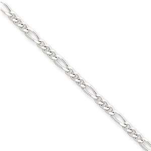  Silver Diamond Cut Figaro Anklet with Extension   9 inch Jewelry