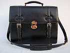 GOLD PFEIL NEW BLACK LEATHER BRIEFCASE  DOUBLE GUSSET