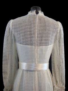 Vintage 70s HARMAY Crochet Wool Wedding Party Dress  