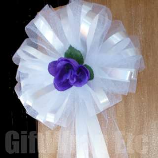 you will receive 10 white bows with purple roses ready to hang or 