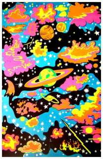 Vintage 1970s~BLACKLIGHT GALAXY~Planet Poster  