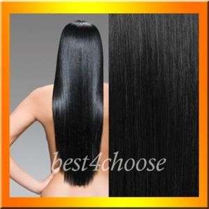 High Quality~18 8pcs 90g Clip In Remy Human Hair Extensions,#1  