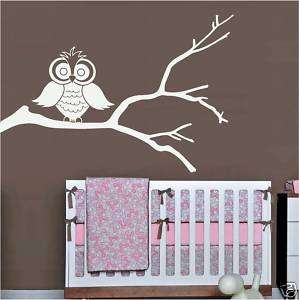 CUTE HOOT OWL on a TREE BRANCH vinyl home nursery decor  