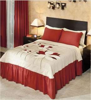   and Burgundy Full, Queen & King Size Bedspread Set/Edrecolcha  