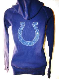 Indianapolis Colts Bling Womens Thermal Hoodie SM 3X  