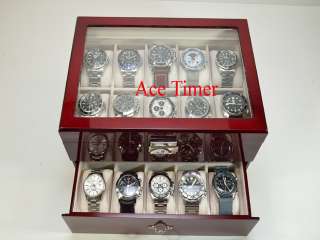 20 watch Clear Top Rosewood Storage & Display Case Box + Free 