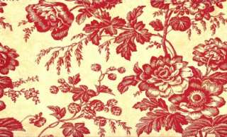 Wallpaper Red Floral Toile On Golden Faux  