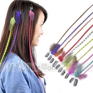 Women Lady Dance Party Synthetic Feather Look Clip On Hair Extension 
