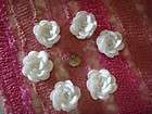 24 pieces white puffed 3 d petal rose satin flower