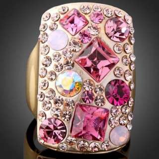 ARINNA Swarovski Crystal Pink Shield Yellow Gold P Ring  