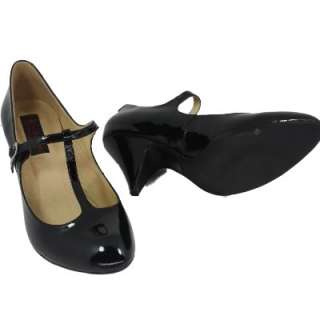 NEW LADIES BLACK PATENT LEATHER COURT SHOES T BAR OFFICE SHOES SIZE 3 