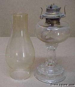 Antique c1880s Pattern Glass Oil Lamp + Eagle Burner  