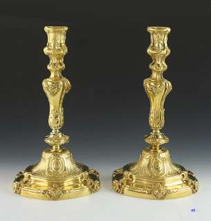 PAIR OF LOUIS XV FRENCH GILT CANDLESTICKS FROM 1700s  