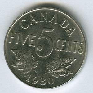   CANADIAN CANADA 1930 NICKEL 5 CENT PIECE COIN stock #80