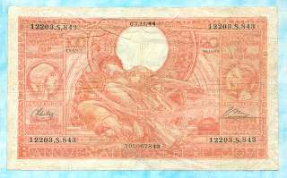 BELGIUM 100 Francs 1944 P113 RARE  