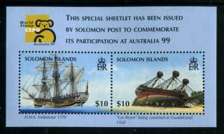Solomon Islands 873 MNH Australia 1999. HMS Endeavour Los Reyes Ship 