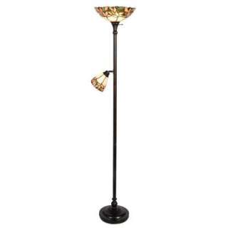   Crystal Leaf Collection 69 3/4 in Torchiere Antique Bronze Floor Lamp
