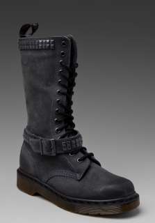 DR. MARTENS Janice Studded 14 Eye Boot in Charcoal  