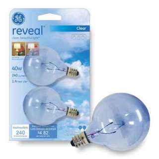 Reveal 40 Watt G16.5 Globe Candelabra Base Incandescent Light Bulb (2 