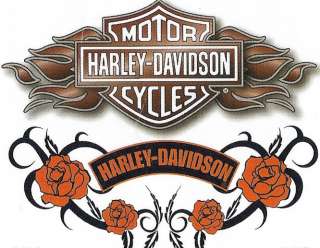 Harley Davidson Bar & Shield with Roses Tattoo Decal  