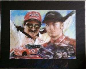 Dale Earnhardt Jr & Sr Nascar Racing 16x20 Print Matted  