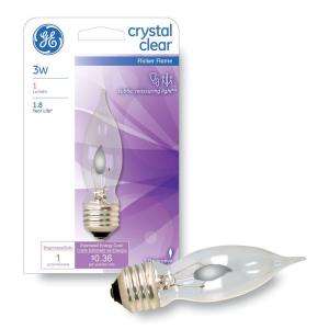 GE 3 Watt Crystal Clear Bent Tip Flicker Flame Incandescent Light Bulb 