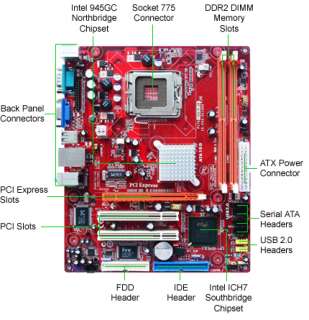 PCChips P17G/1333 Motherboard   Intel 945GC, Socket 775, MicroATX 