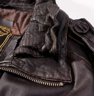 NWT SUPERDRY Japan Dark Brown Brad Leather Moto Jacket XXL (fits XL 