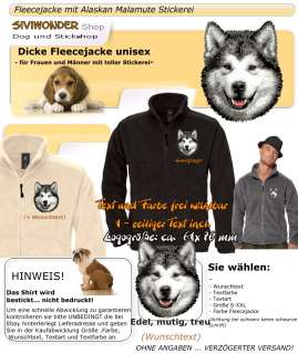 Fleecejacke Jacke Alaskan Malamute Hunde Stickerei  