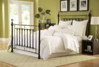 Queen Size Sheffield Bed w/ Frame   Glossy Black/Etched Silver Finish 