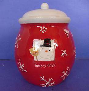 Hallmark Merry Days Christmas Snowman Cookie Jar Red  