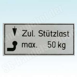 Stützlastaufkleber 75 kg Stützlast Stützlastschild 75kg  