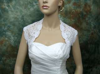 White sleeveless alencon lace bolero jacket shrug 063  