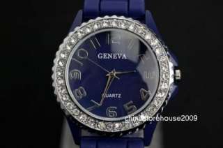   Women Dark Blue Fashion Silicone Jelly Quartz Wrist Watch G2BL  