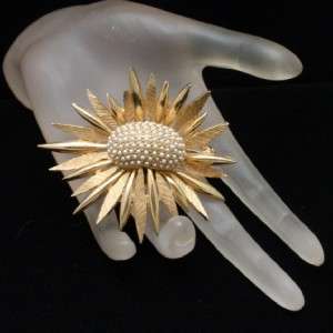 Spiked Petal Flower Pin Vintage Hattie Carnegie Dimensional Brooch 