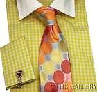 Dress Shirt by Steven Land French Cuffs Cotton Yellow Checkered DS821Y